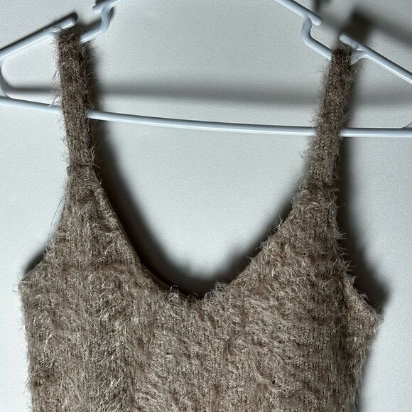 Tan fuzzy cardigan mini dress set - Picture 11 of 16